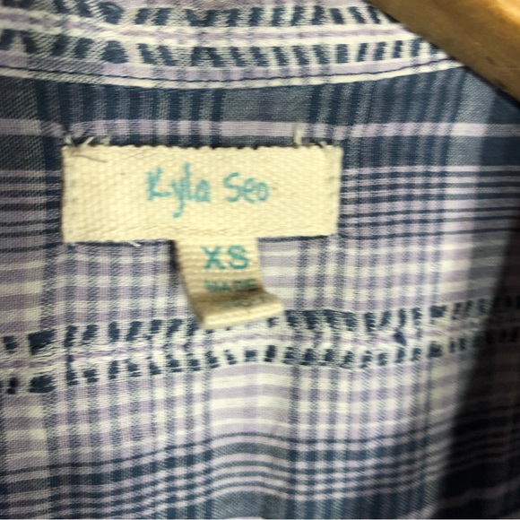 Kyla Seo Shirtdress Blue Plaid Sleeveless Floral Embroidery - Picture 8 of 11